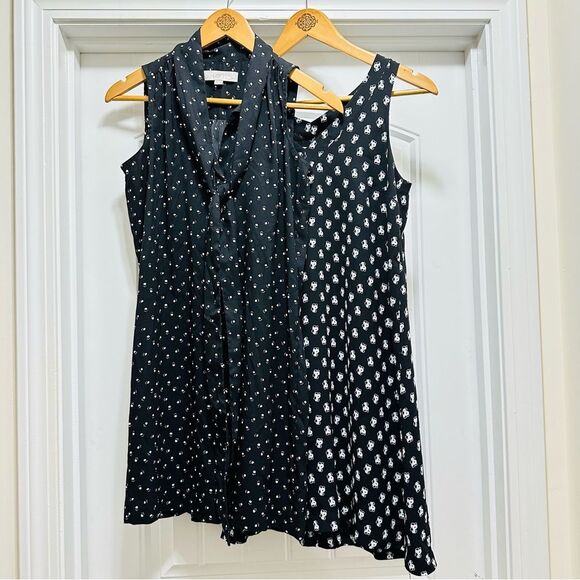 Loft Black & White Cat Paws Print Dress & Floral Dress - Picture 1 of 6